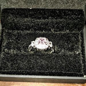 Elegant Silver and Pink Gemstone Ring